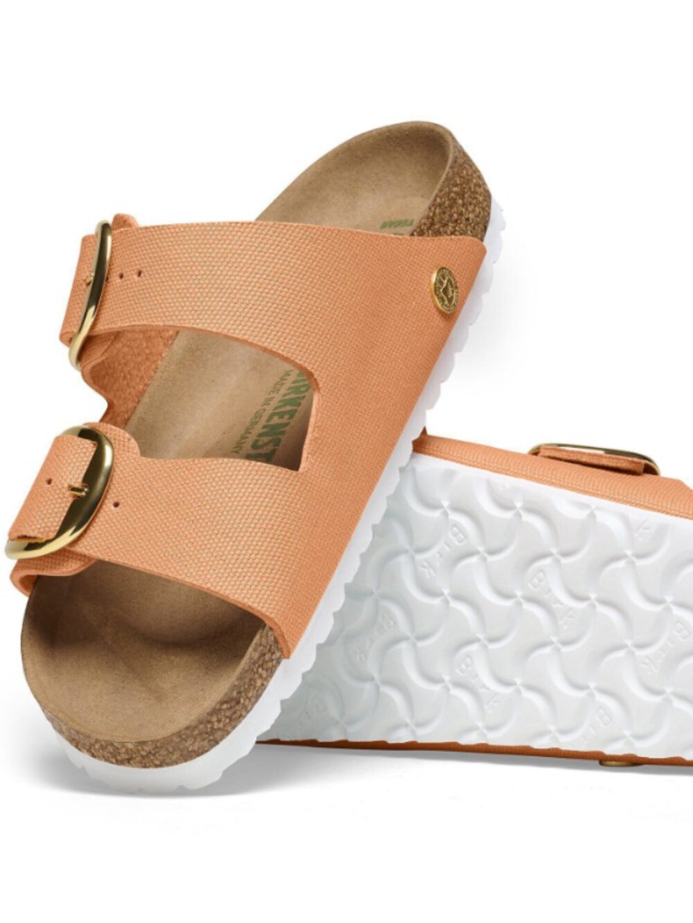 Birkenstock Arizona Big Buckle Rivet Logo Vegan Canvas Papaya Textile Narrow